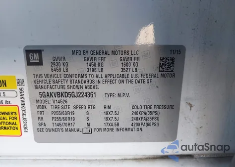 2016 Buick Enclave Leather из США, поврежденный, VIN 5GAKVBKD5GJ224361